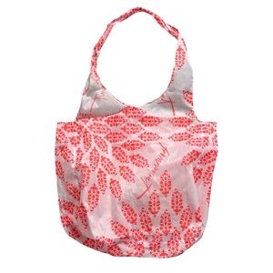 Free People Movement Nylon Shoulder Tote Back Orange White Shopping Bag Logo